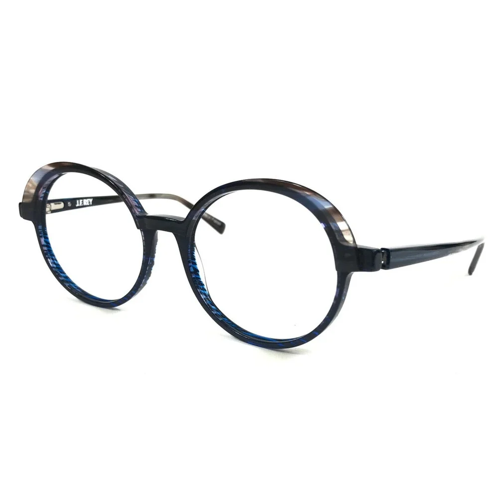 J. F. Rey Eyeglasses Frames JF1528 2520 Blue Brown Horn Cat Eye 54-19-143